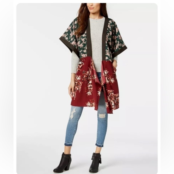 Steve Madden Other - Steve Madden In Full Bloom Floral Draped Kimono Military Green One Size